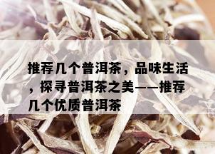 推荐几个普洱茶，品味生活，探寻普洱茶之美——推荐几个优质普洱茶