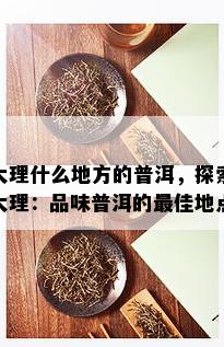 大理什么地方的普洱，探索大理：品味普洱的更佳地点