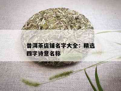 普洱茶店铺名字大全：精选四字诗意名称