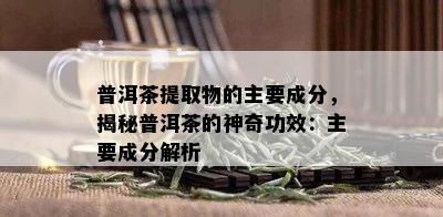 普洱茶提取物的主要成分，揭秘普洱茶的神奇功效：主要成分解析