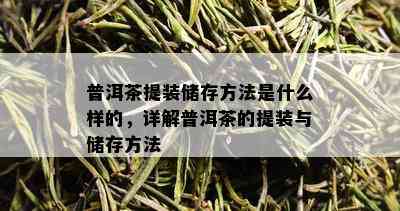 普洱茶提装储存方法是什么样的，详解普洱茶的提装与储存方法