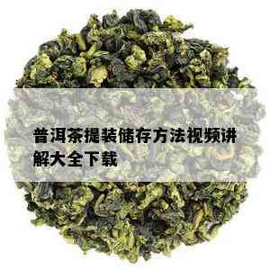 普洱茶提装储存方法视频讲解大全下载