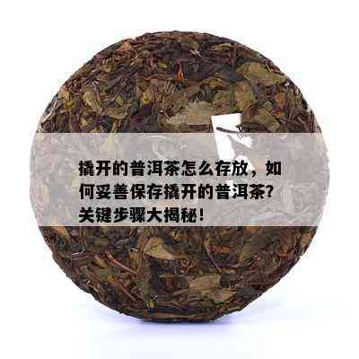 撬开的普洱茶怎么存放，如何妥善保存撬开的普洱茶？关键步骤大揭秘！