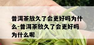 普洱茶放久了会更好吗为什么-普洱茶放久了会更好吗为什么呢