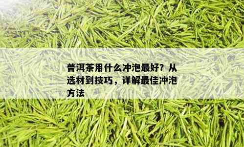 普洱茶用什么冲泡更好？从选材到技巧，详解更佳冲泡方法