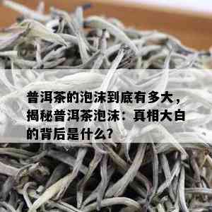 普洱茶的泡沫到底有多大，揭秘普洱茶泡沫：真相大白的背后是什么？