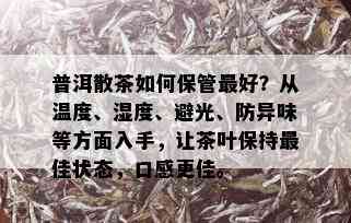 普洱散茶如何保管更好？从温度、湿度、避光、防异味等方面入手，让茶叶保持更佳状态，口感更佳。