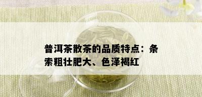 普洱茶散茶的品质特点：条索粗壮肥大、色泽褐红