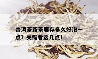 普洱茶新茶要存多久好泡一点？关键看这几点！