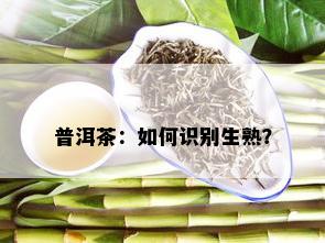 普洱茶：如何识别生熟？