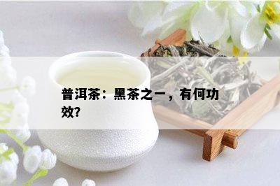 普洱茶：黑茶之一，有何功效？