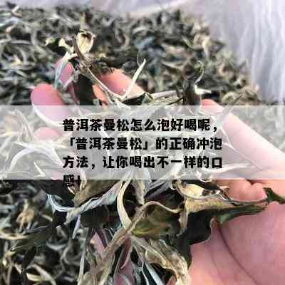 普洱茶曼松怎么泡好喝呢，「普洱茶曼松」的正确冲泡方法，让你喝出不一样的口感！