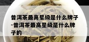 普洱茶更高星级是什么牌子-普洱茶更高星级是什么牌子的