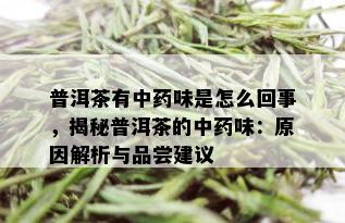 普洱茶有中药味是怎么回事，揭秘普洱茶的中药味：原因解析与品尝建议