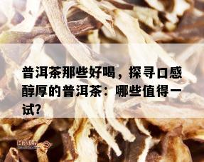 普洱茶那些好喝，探寻口感醇厚的普洱茶：哪些值得一试？