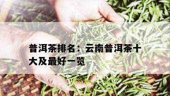 普洱茶排名：云南普洱茶十大及更好一览