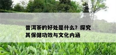 普洱茶的好处是什么？探究其保健功效与文化内涵