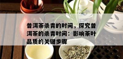 普洱茶杀青的时间，探究普洱茶的杀青时间：影响茶叶品质的关键步骤