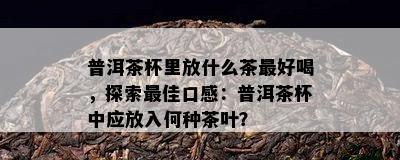 普洱茶杯里放什么茶更好喝，探索更佳口感：普洱茶杯中应放入何种茶叶？