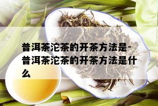 普洱茶沱茶的开茶方法是-普洱茶沱茶的开茶方法是什么