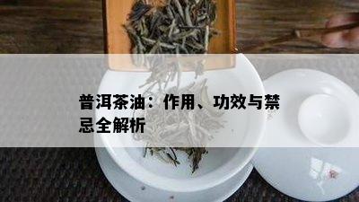 普洱茶油：作用、功效与禁忌全解析