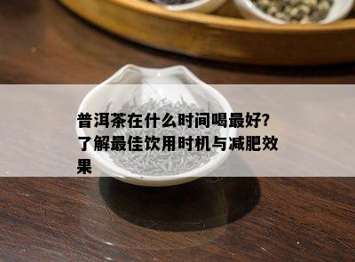 普洱茶在什么时间喝更好？了解更佳饮用时机与减肥效果