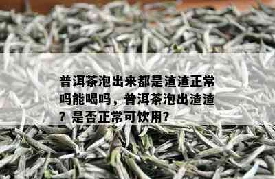 普洱茶泡出来都是渣渣正常吗能喝吗，普洱茶泡出渣渣？是否正常可饮用？