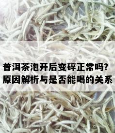 普洱茶泡开后变碎正常吗？原因解析与是否能喝的关系