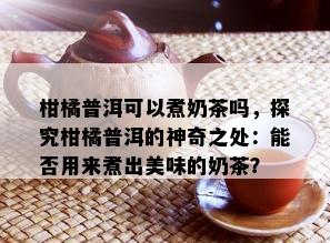 柑橘普洱可以煮奶茶吗，探究柑橘普洱的神奇之处：能否用来煮出美味的奶茶？