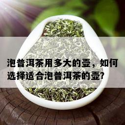 泡普洱茶用多大的壶，如何选择适合泡普洱茶的壶？