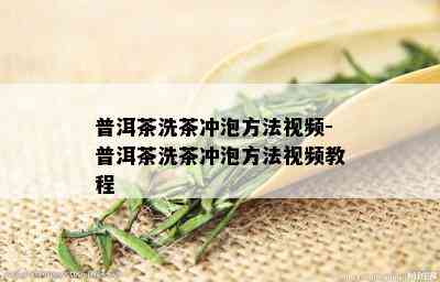 普洱茶洗茶冲泡方法视频-普洱茶洗茶冲泡方法视频教程