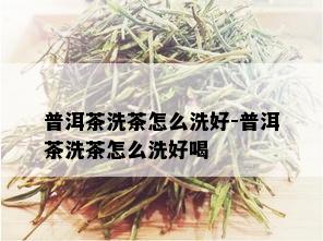 普洱茶洗茶怎么洗好-普洱茶洗茶怎么洗好喝