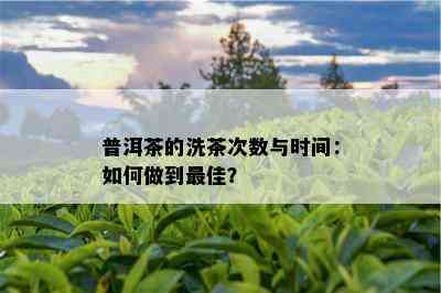 普洱茶的洗茶次数与时间：如何做到更佳？