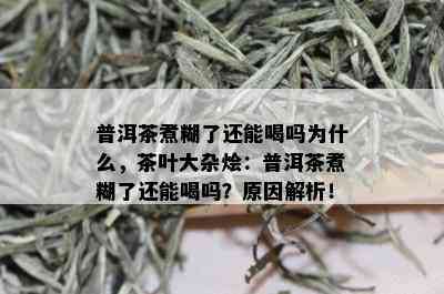 普洱茶煮糊了还能喝吗为什么，茶叶大杂烩：普洱茶煮糊了还能喝吗？原因解析！