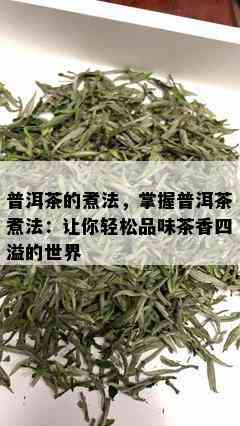 普洱茶的煮法，掌握普洱茶煮法：让你轻松品味茶香四溢的世界