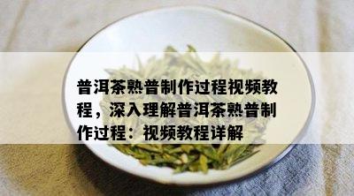 普洱茶熟普制作过程视频教程，深入理解普洱茶熟普制作过程：视频教程详解