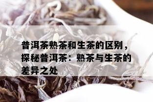 普洱茶熟茶和生茶的区别，探秘普洱茶：熟茶与生茶的差异之处