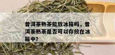 普洱茶熟茶能放冰箱吗，普洱茶熟茶是否可以存放在冰箱中？