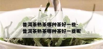 普洱茶熟茶哪种茶好一些-普洱茶熟茶哪种茶好一些呢