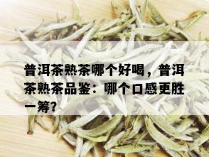 普洱茶熟茶哪个好喝，普洱茶熟茶品鉴：哪个口感更胜一筹？