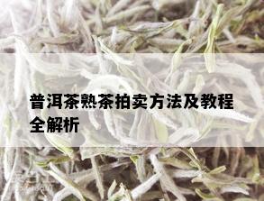 普洱茶熟茶拍卖方法及教程全解析