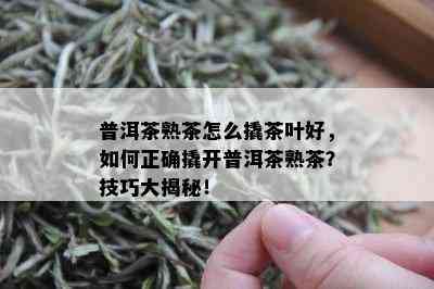 普洱茶熟茶怎么撬茶叶好，如何正确撬开普洱茶熟茶？技巧大揭秘！