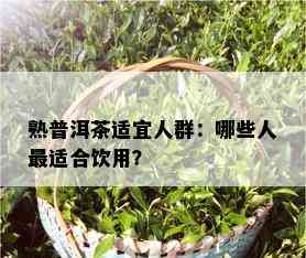 熟普洱茶适宜人群：哪些人最适合饮用？