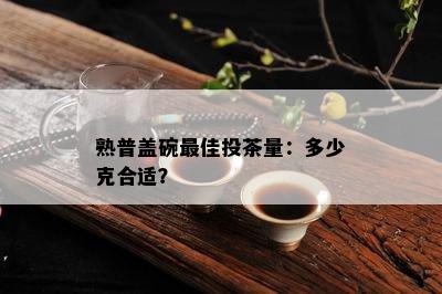 熟普盖碗更佳投茶量：多少克合适？