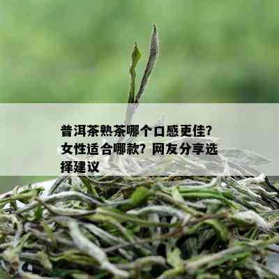 普洱茶熟茶哪个口感更佳？女性适合哪款？网友分享选择建议