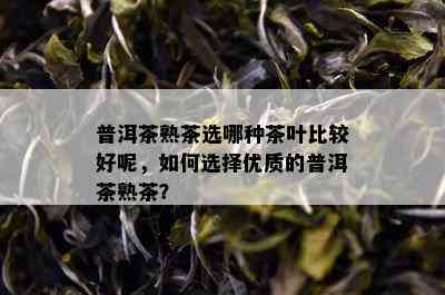 普洱茶熟茶选哪种茶叶比较好呢，如何选择优质的普洱茶熟茶？