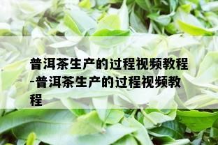 普洱茶生产的过程视频教程-普洱茶生产的过程视频教程