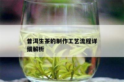 普洱生茶的制作工艺流程详细解析