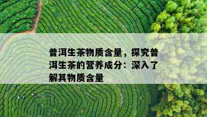 普洱生茶物质含量，探究普洱生茶的营养成分：深入了解其物质含量