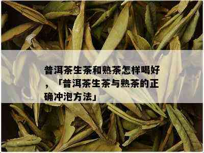 普洱茶生茶和熟茶怎样喝好，「普洱茶生茶与熟茶的正确冲泡方法」